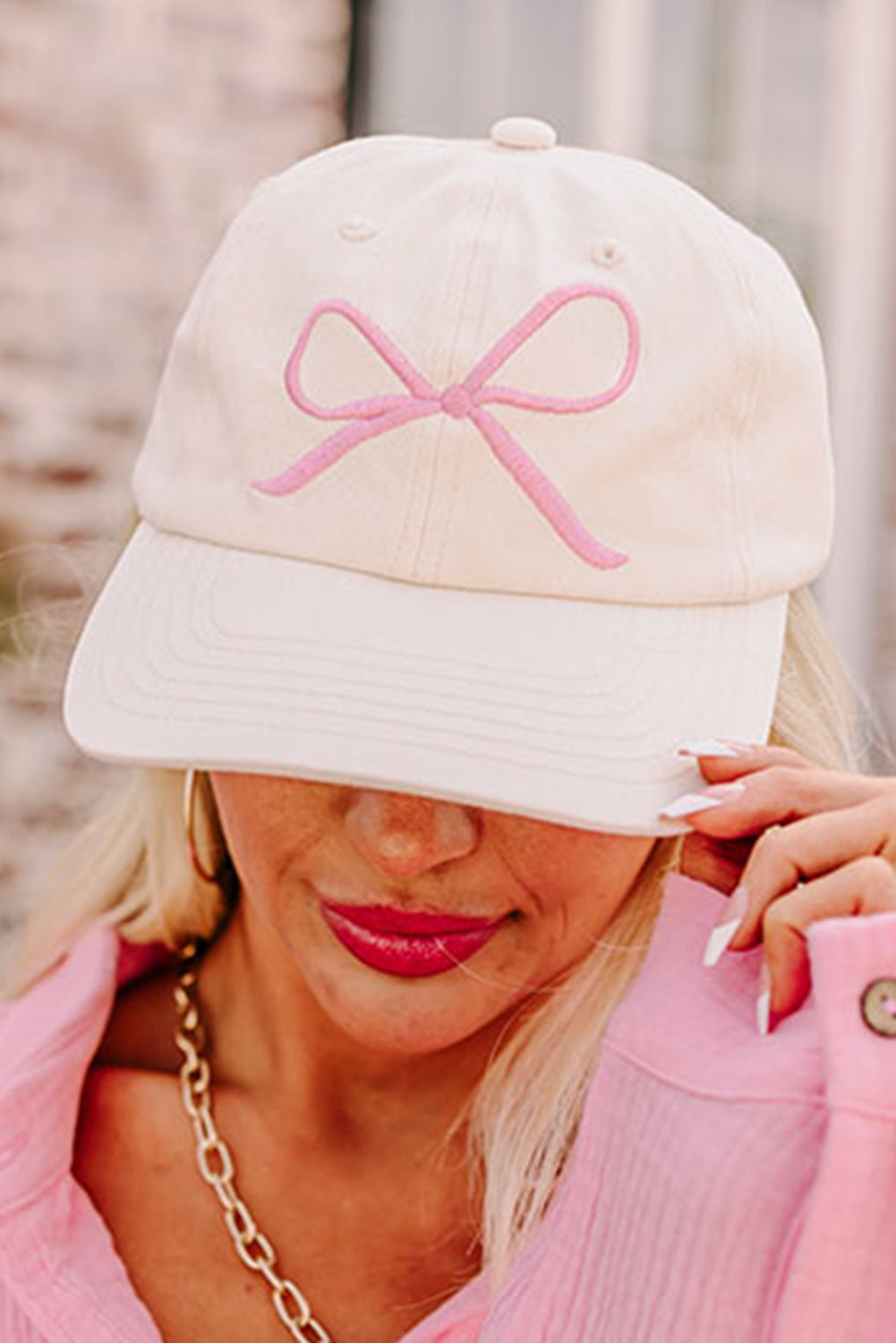 White Bow Baseball Hat