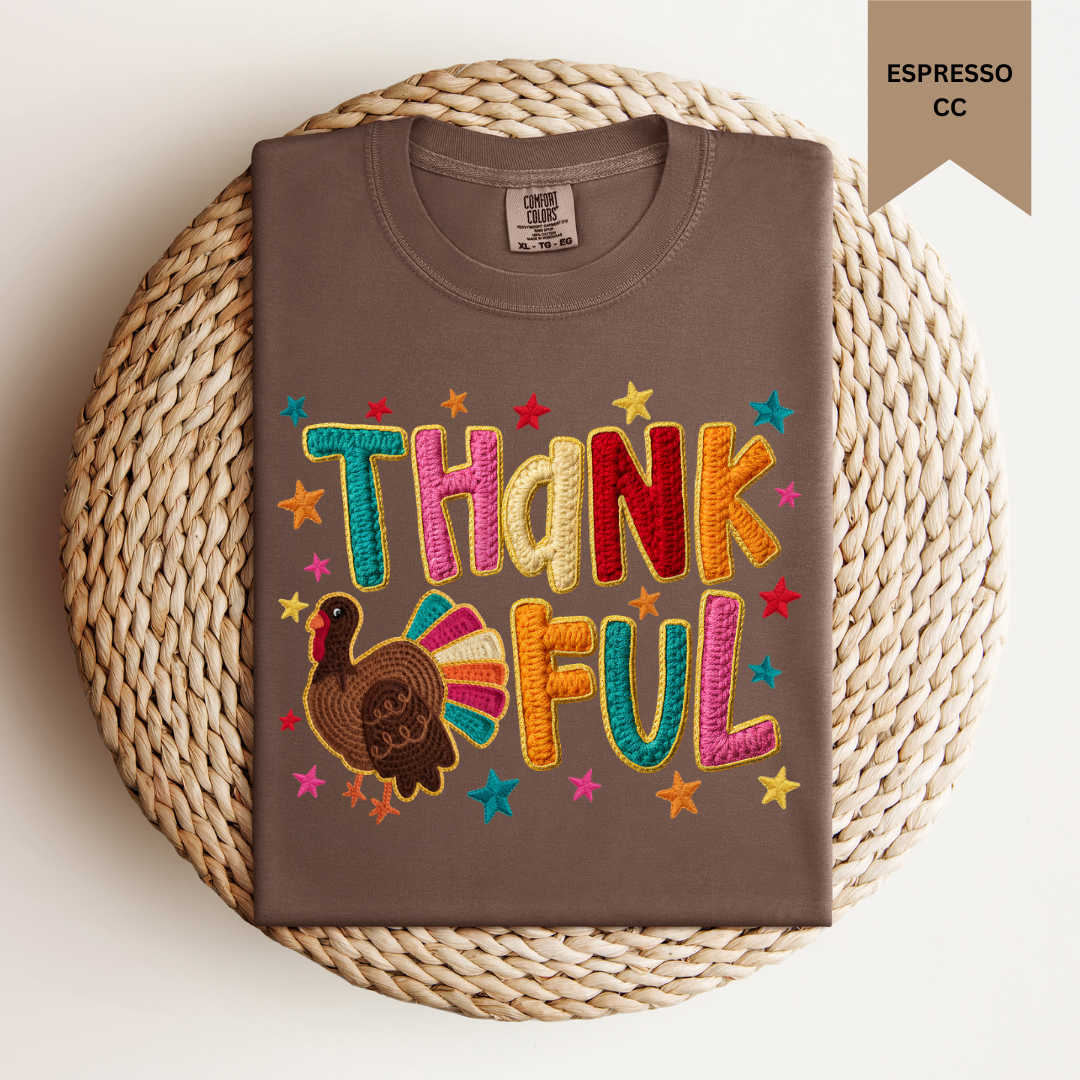Thankful Colorful Faux Yarn Tee.