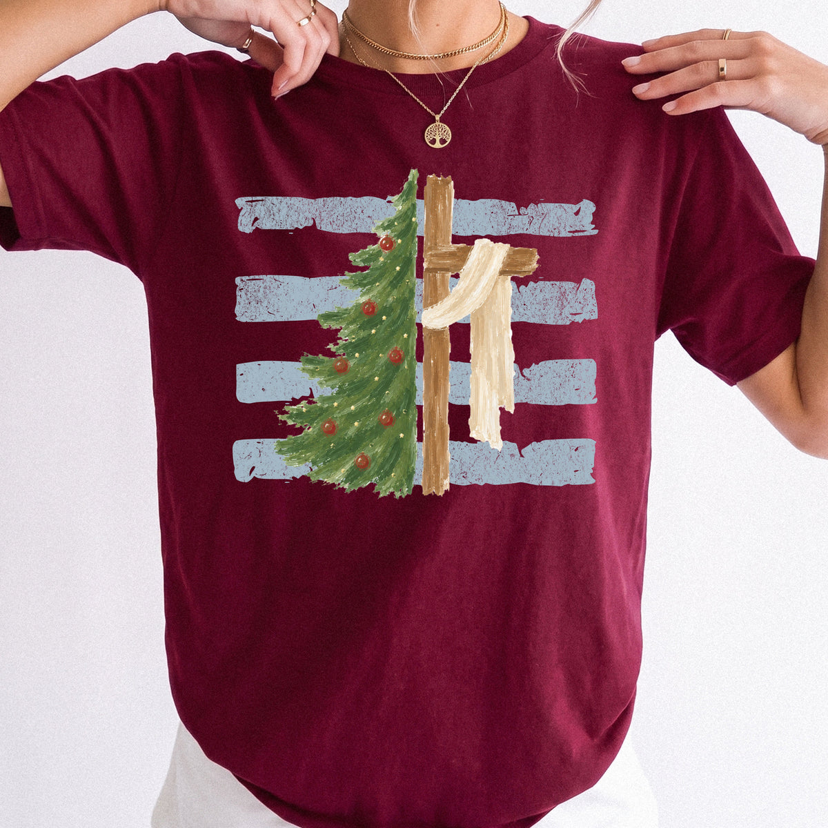 Christmas Cross Crewneck or Tee