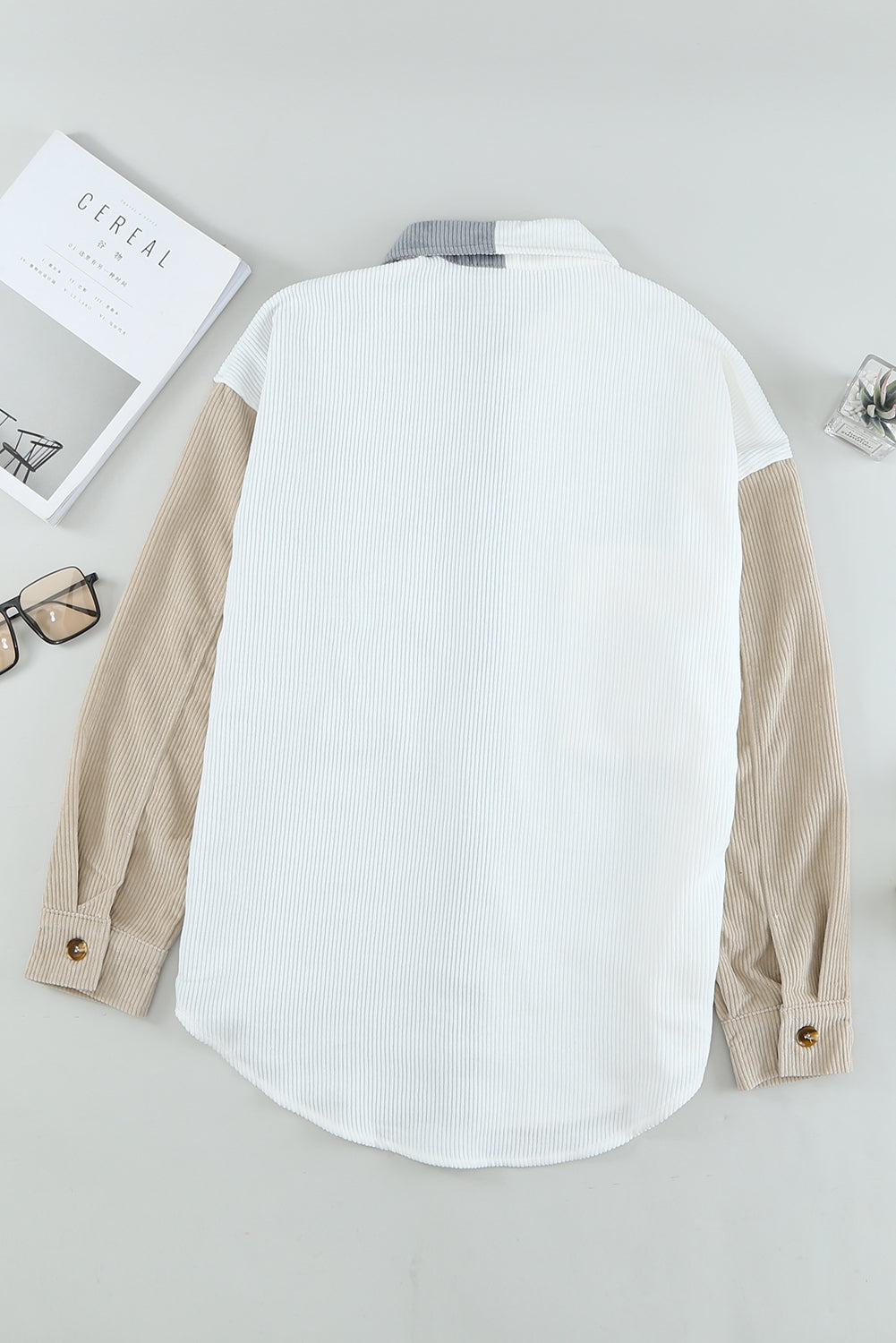 Color Block Corduroy Shacket LT