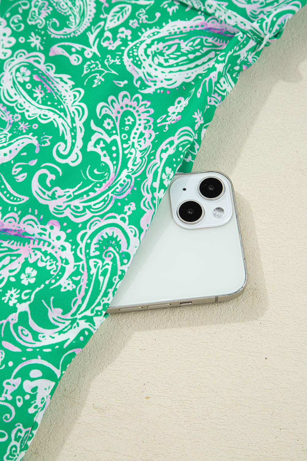 Green Paisley Tie Front Dress RTS