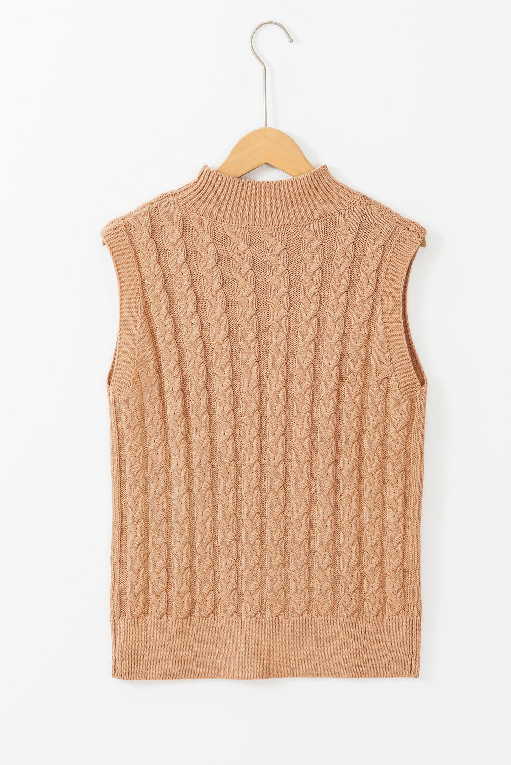 High Neck Cable Knit Top LT