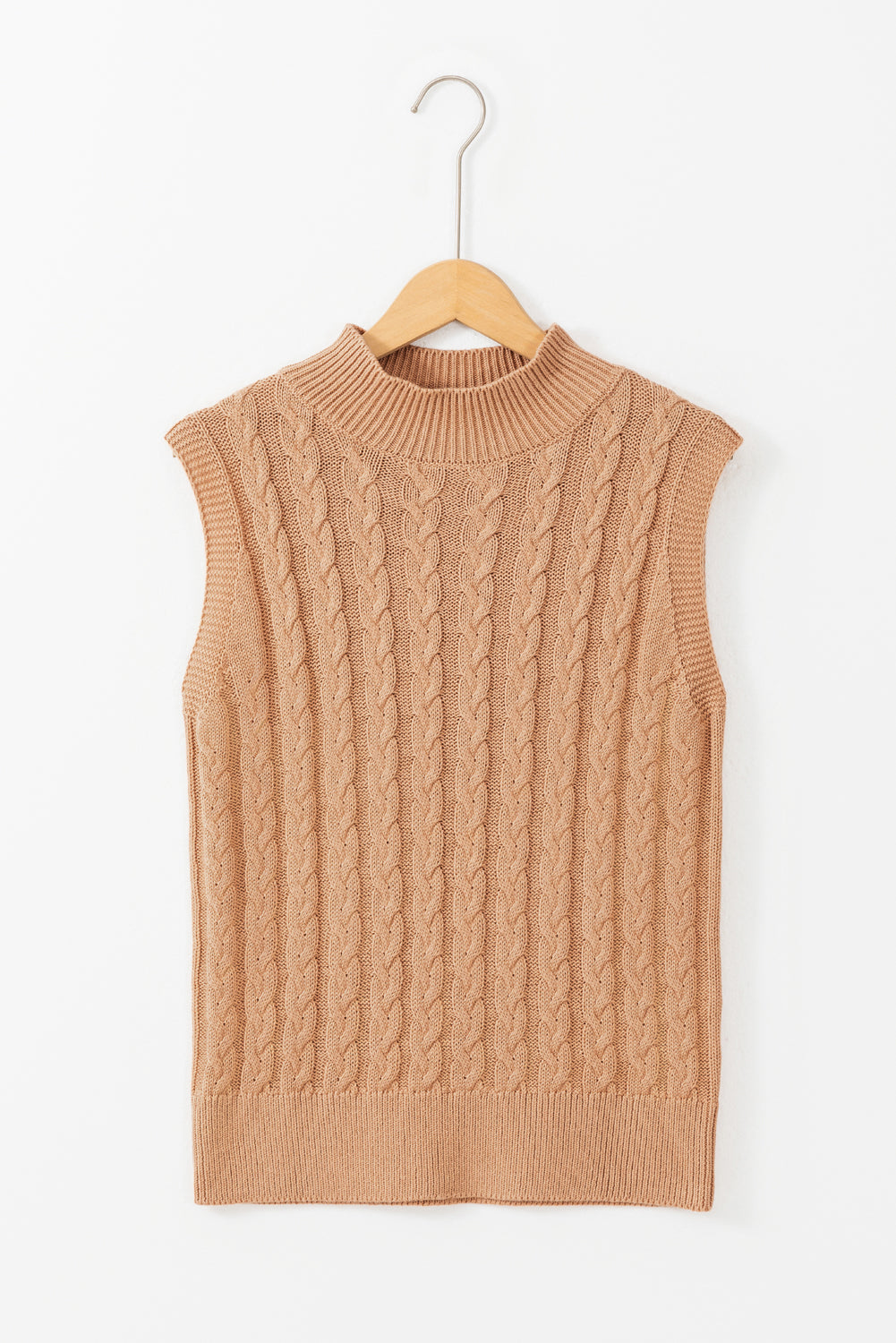 High Neck Cable Knit Top LT