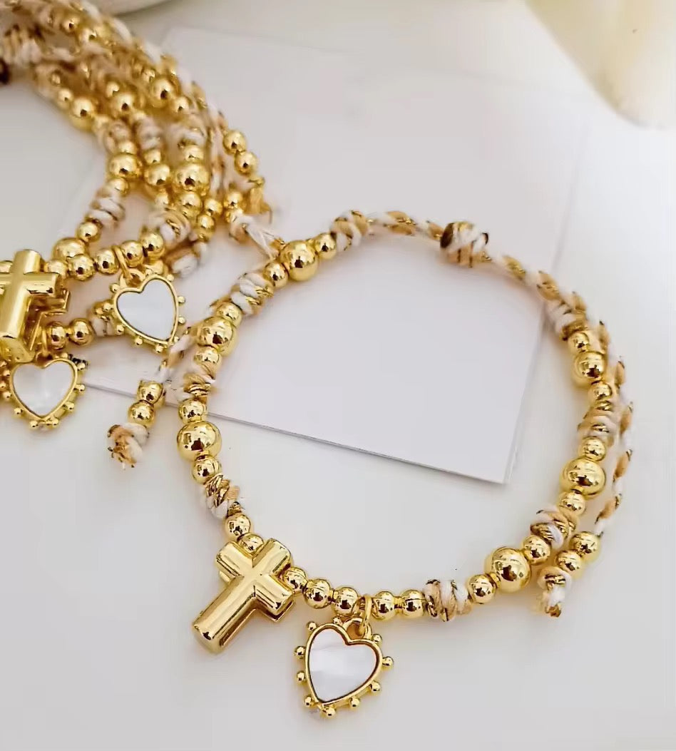 Heart Cross Rope Bracelet RTS