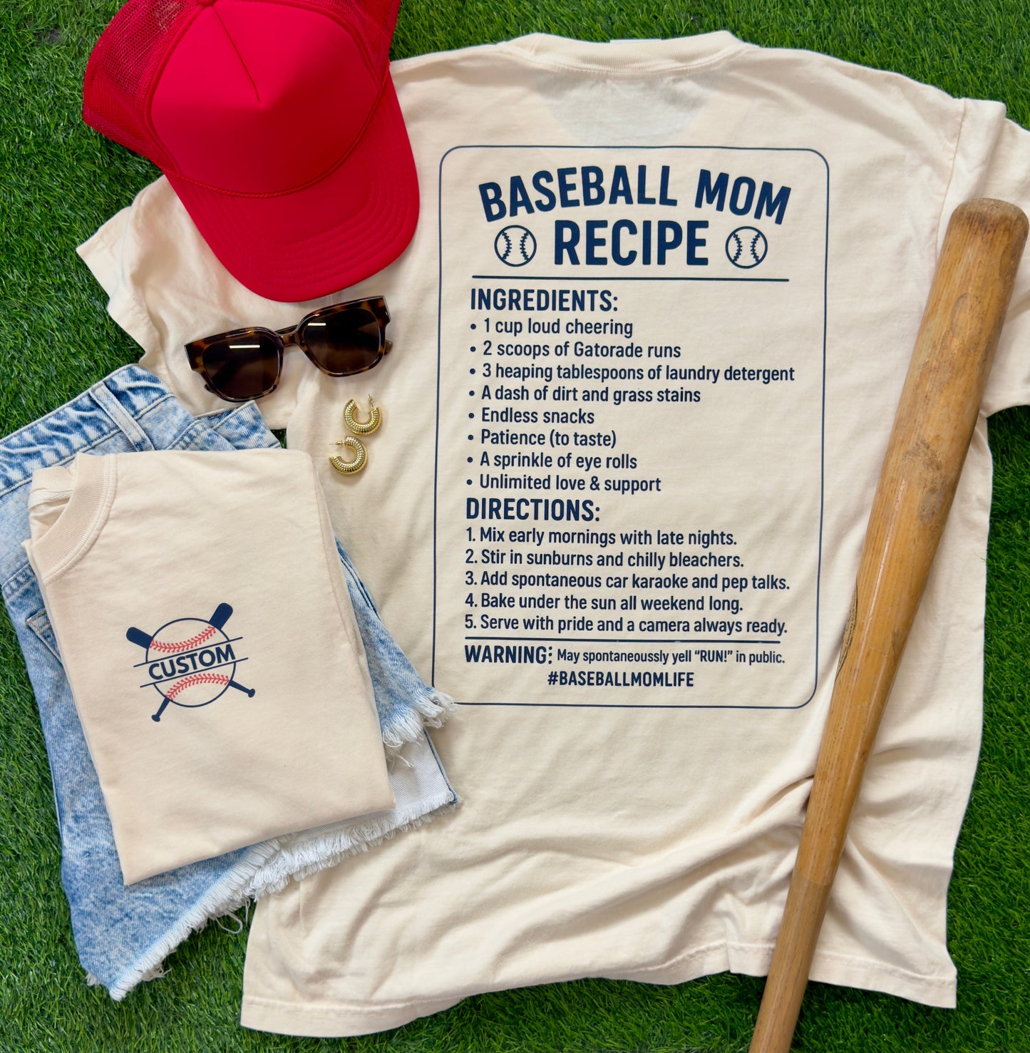 Custom Baseball Mama Recipe Tee