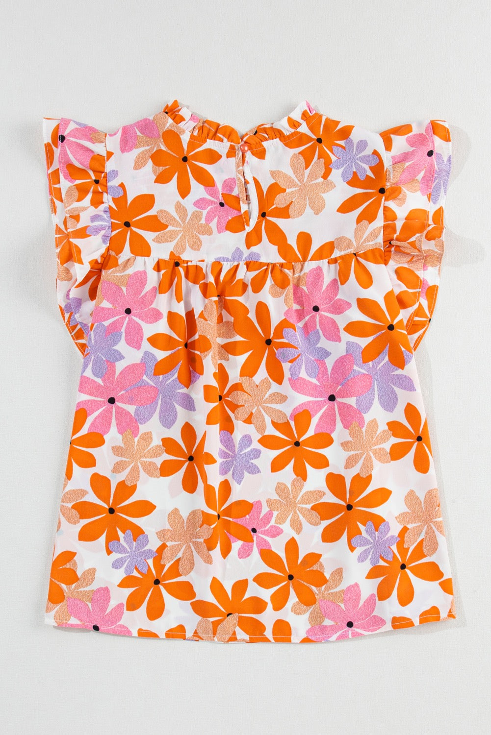 Orange Floral Smocked Blouse LT