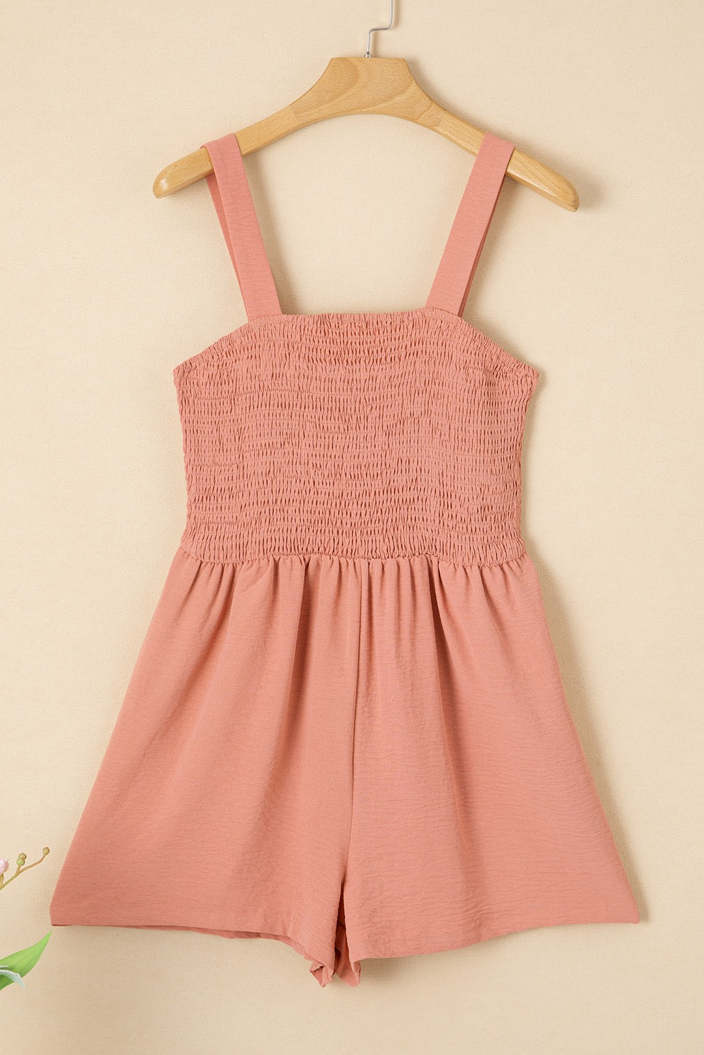 Apricot Pink Smocked Romper May.