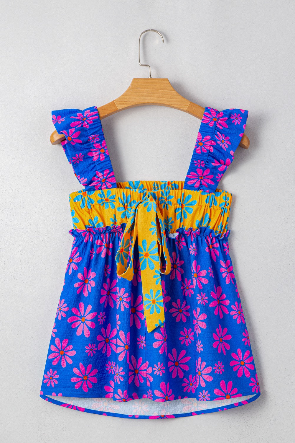 Blue Floral Flutter Tank Top May.