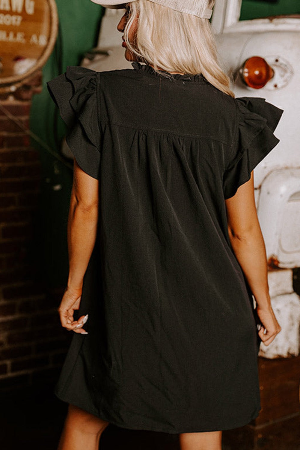 Black Ruffle Shift Dress May.