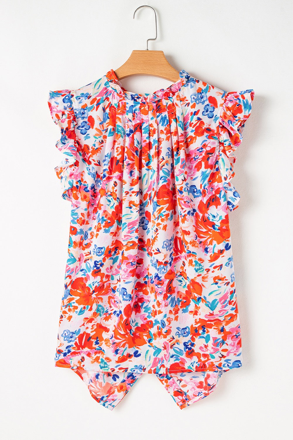 Red Frilled Floral Tank Top May.