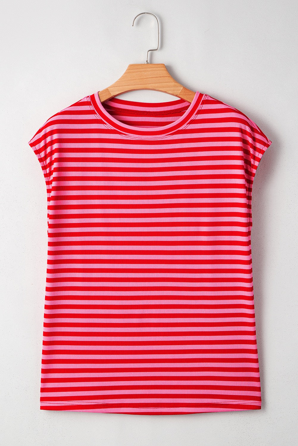 Red Stripe Cap Sleeve Top LT