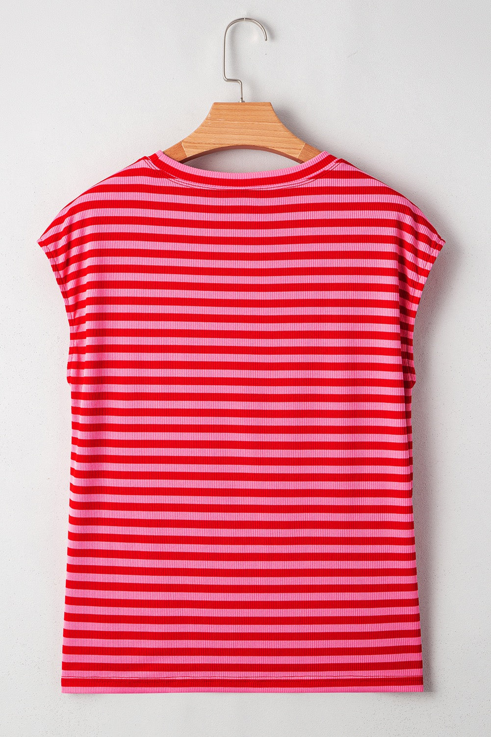 Red Stripe Cap Sleeve Top LT