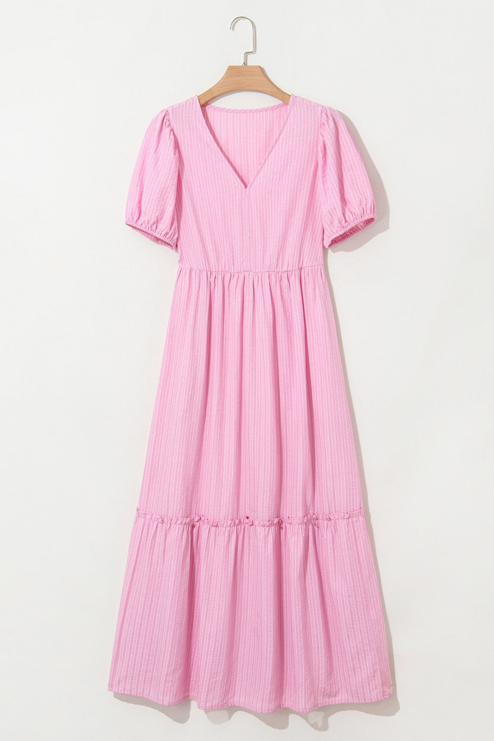Pink Striped Puff Sleeve Maxi LT
