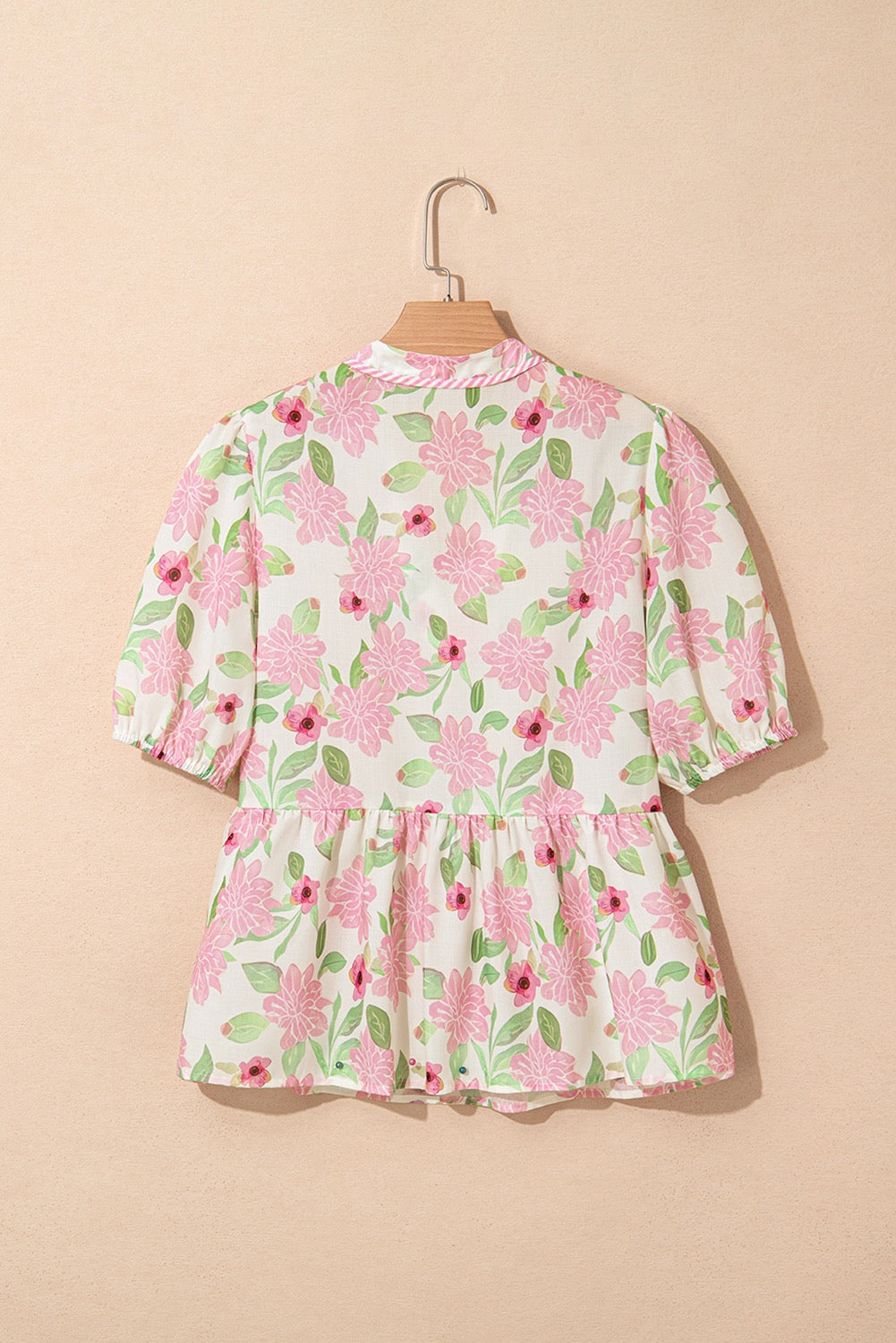 Pink Floral Peplum Blouse LT