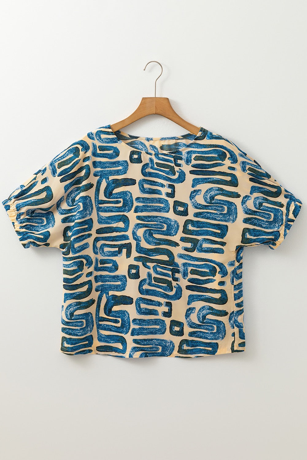 Turquoise Abstract Loose Blouse LT