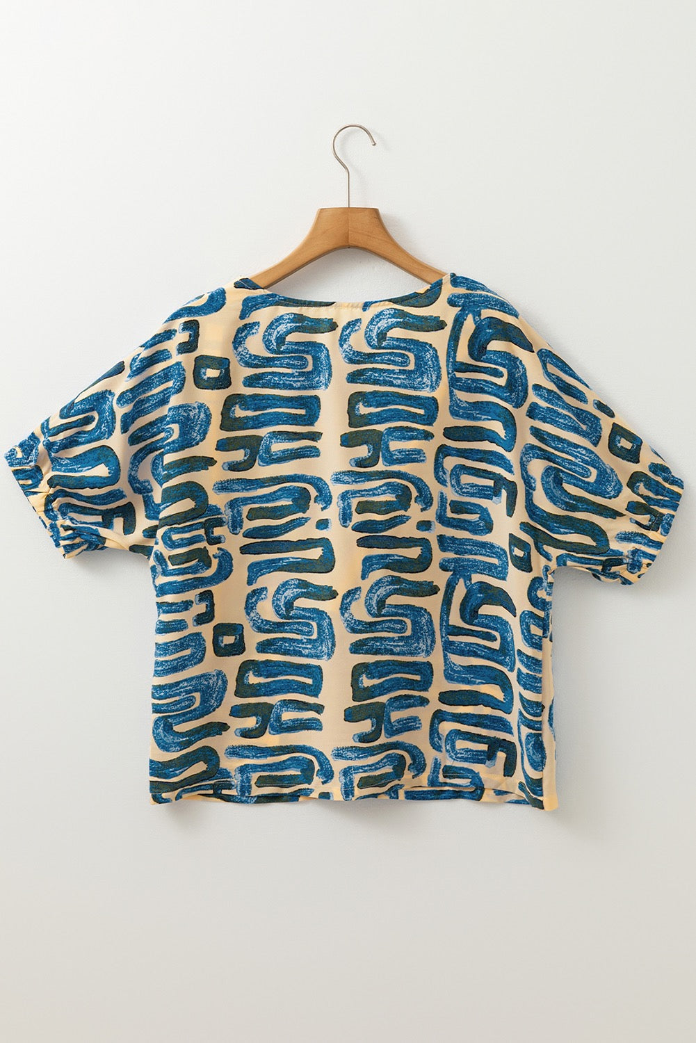 Turquoise Abstract Loose Blouse LT
