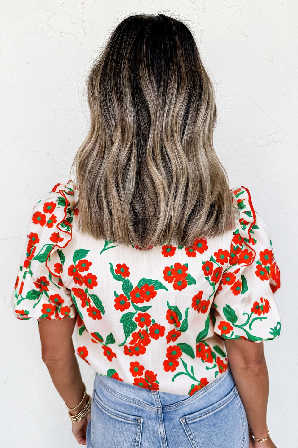 Red Floral Blouse LT