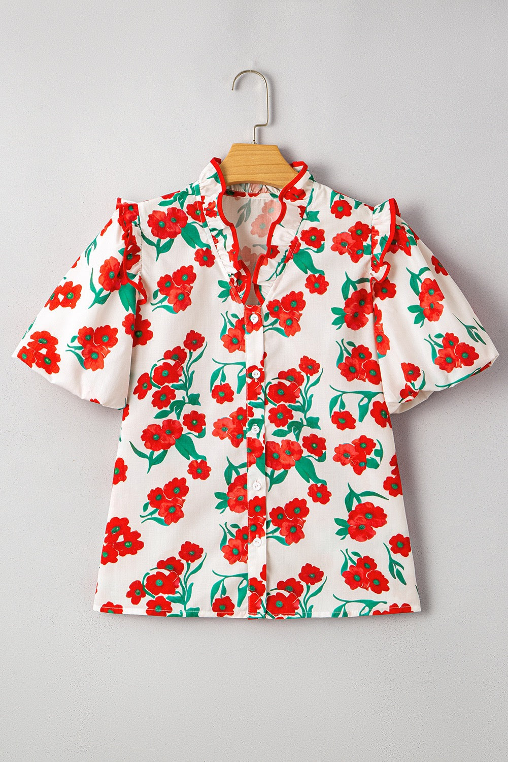 Red Floral Blouse LT