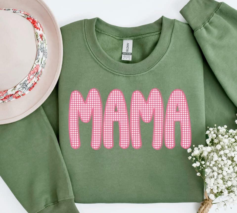 Pink and White Mama Sweatshirt