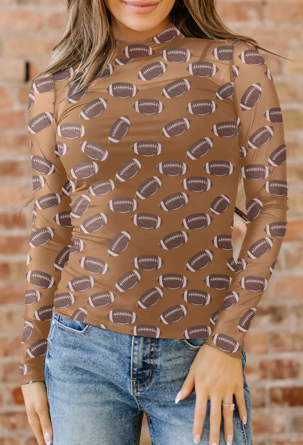 Football Sheer Mesh Long Sleeve Top RTS