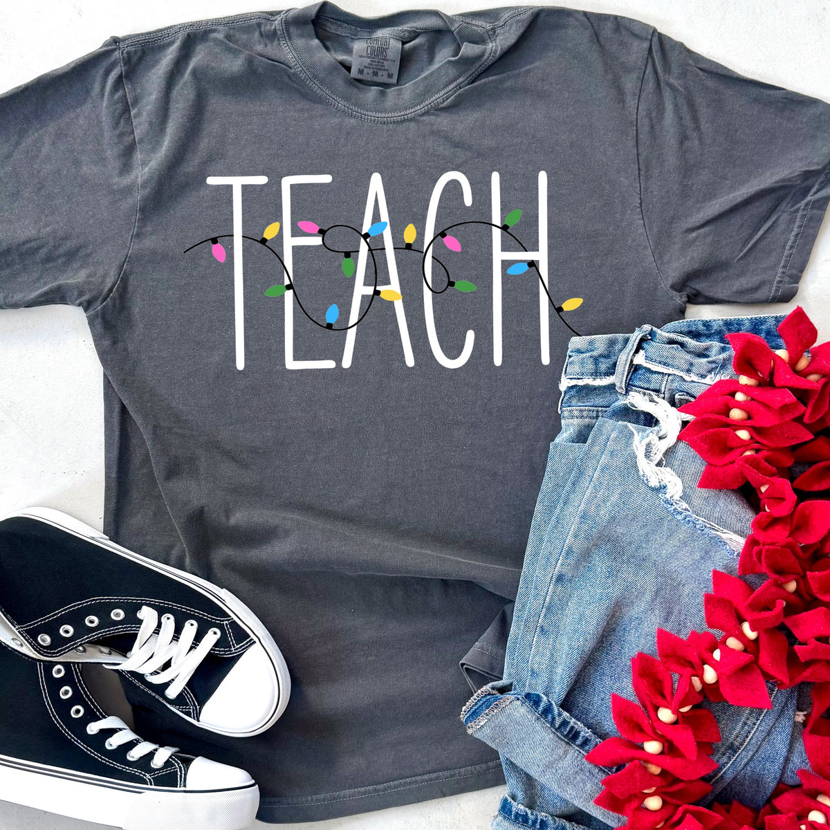 Teacher Christmas Lights Short or Long Sleeve