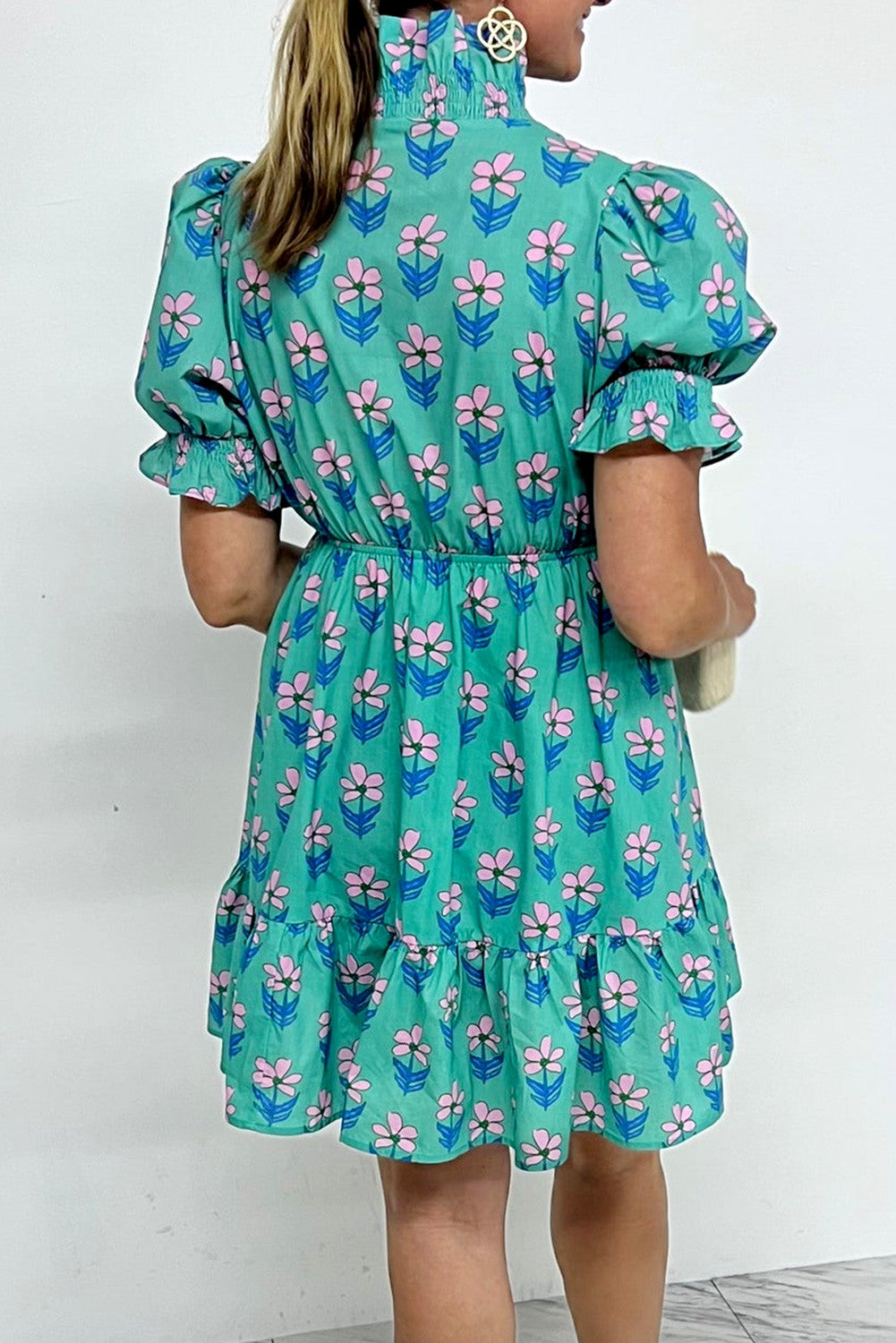 Green Floral Frilly Dress RTS