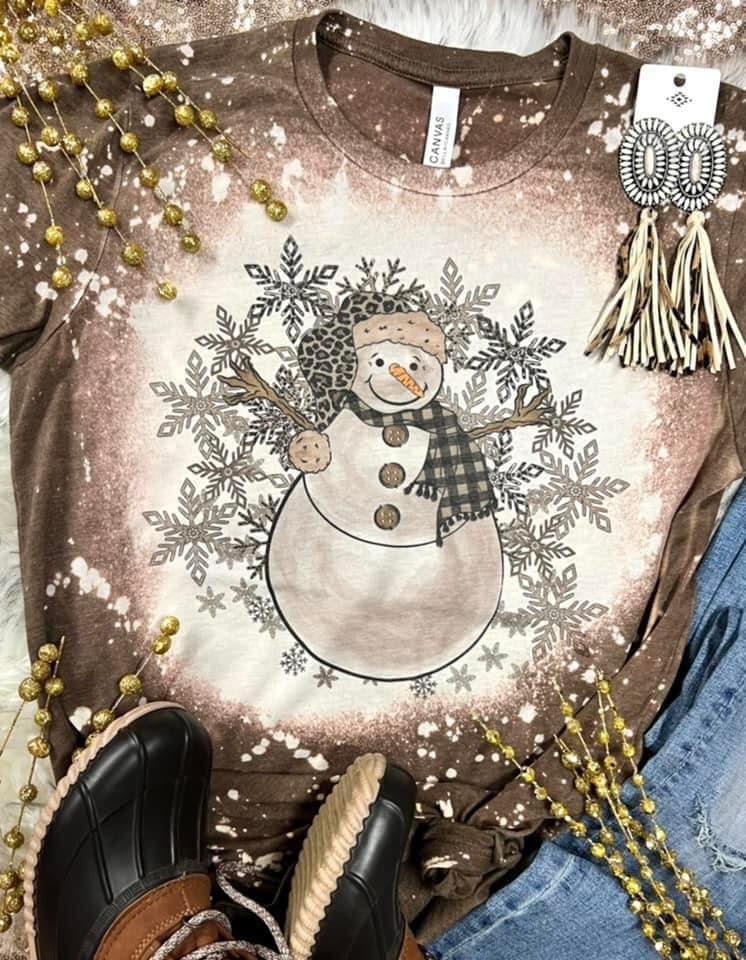 Bleached Bella Canvas Snowman Shirt