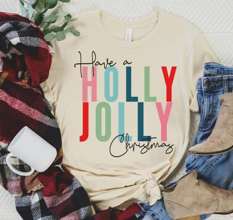 Christmas Have a Holly Jolly Christmas Bella Canvas Short Sleeve Shirt