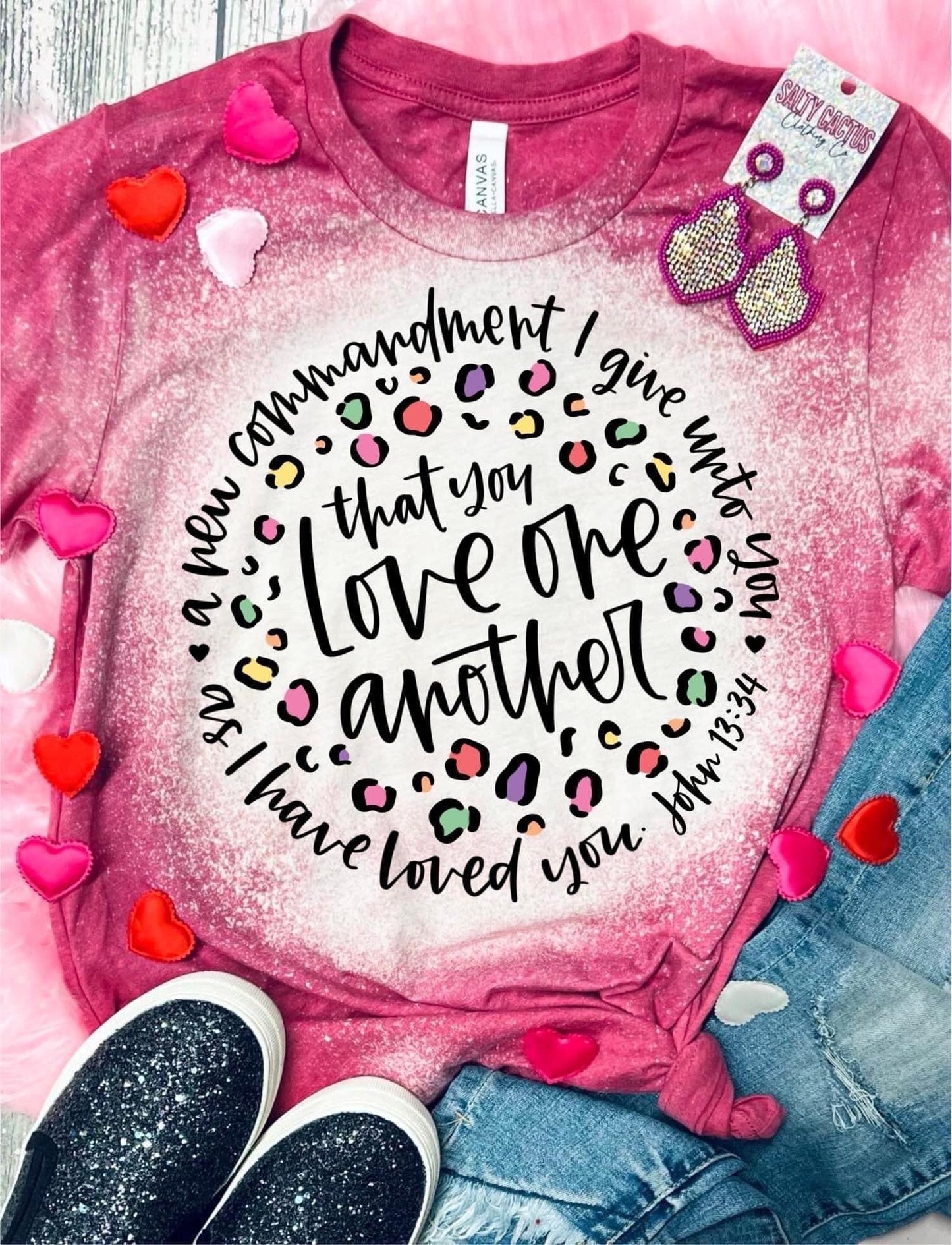 Bleached Bella Canvas Love One Another Tee Shirt