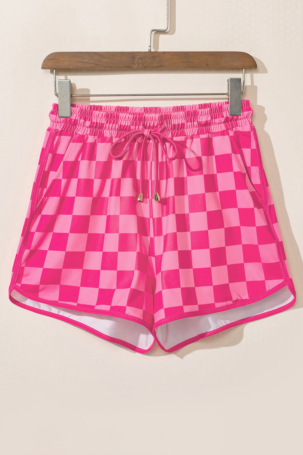 Pink Checkered Drawstring Elastic Waist Casual bottoms RTS