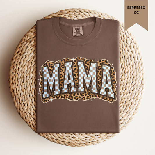 Checkered Leopard Mama Tee.