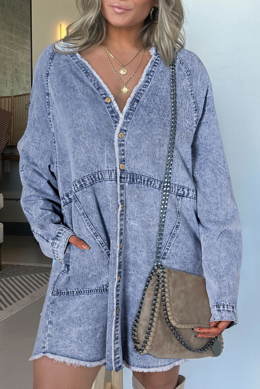 Raw Hem Denim Dress LT