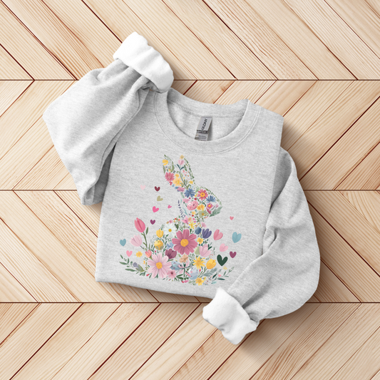 Floral Easter Bunny SWEATSHIRT.