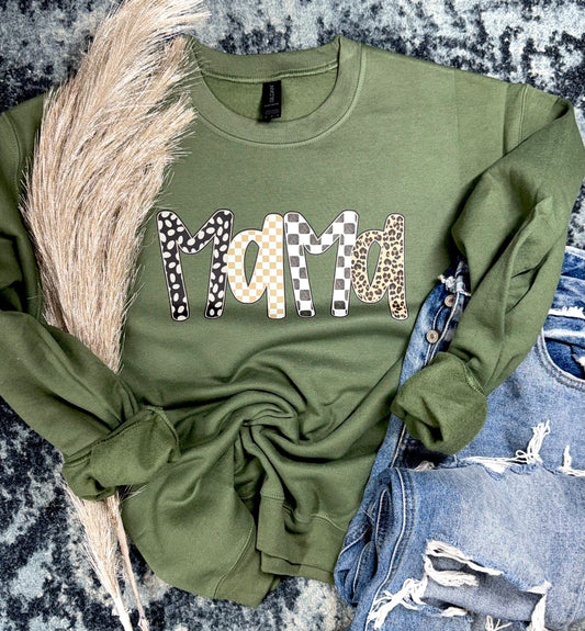 Mama Military Green Sweatshirt