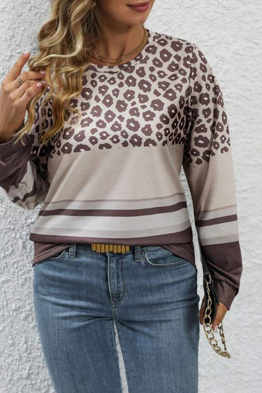 Coffee Plus Size Leopard Top RTS
