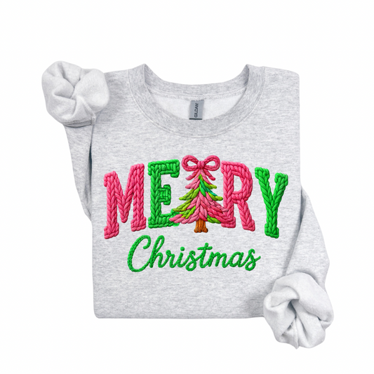 Faux Yarn Merry Christmas Sweatshirt.