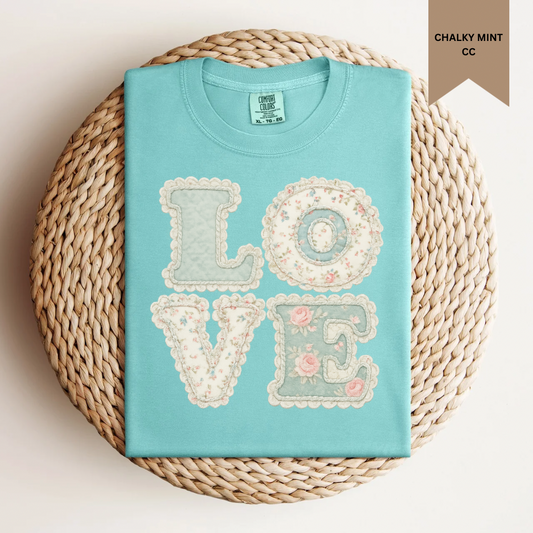 Faux Quilted Love Tee.
