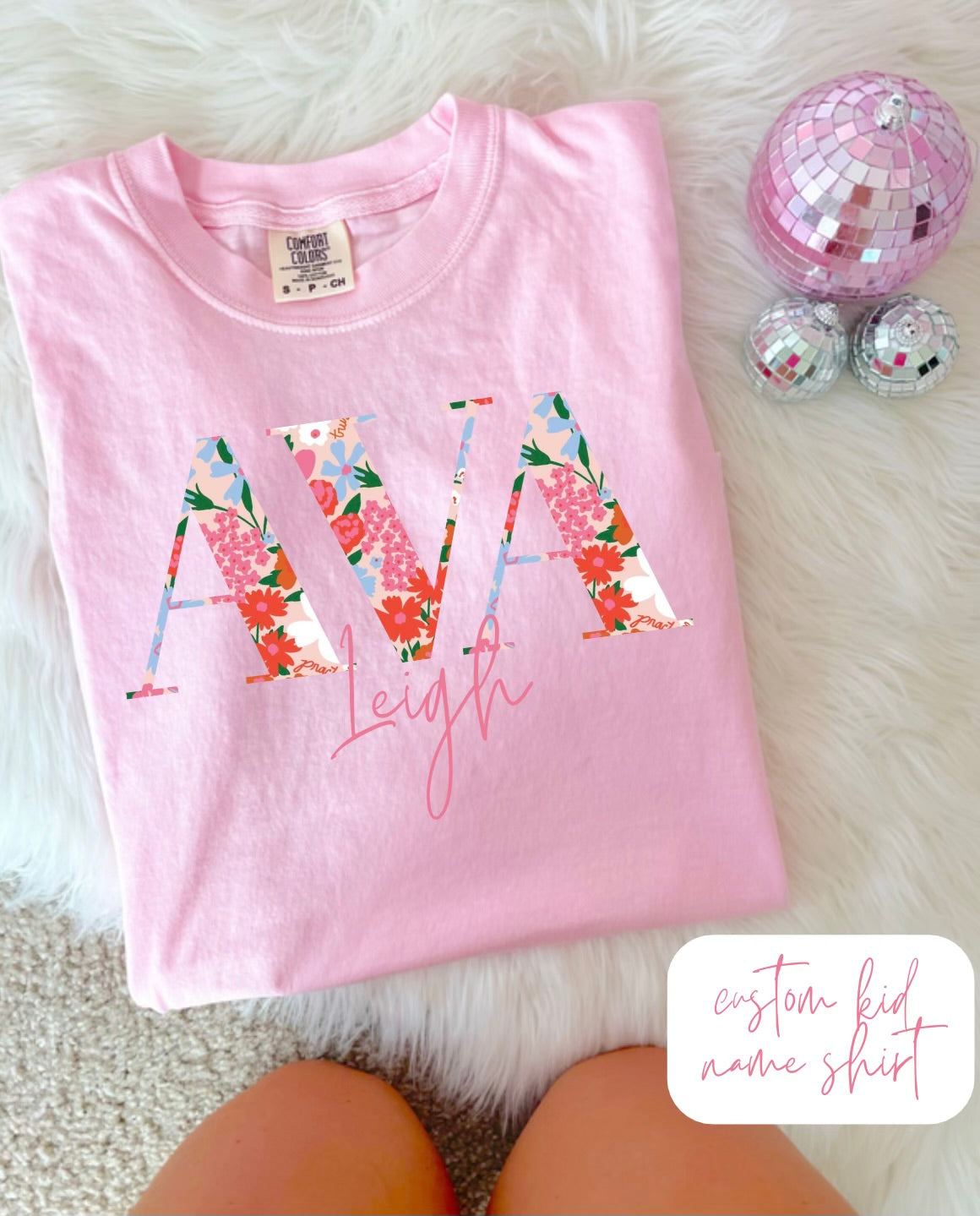 Youth Custom Floral Name Tee