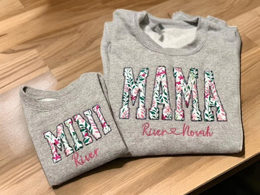 Floral MAMA & MINI Embroidered Crewneck