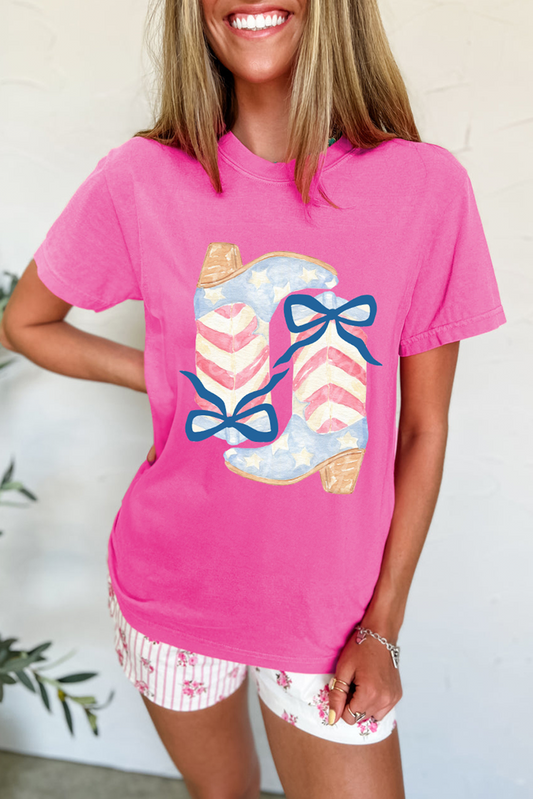 Pink Flag Pattern Boot T Shirt RTS