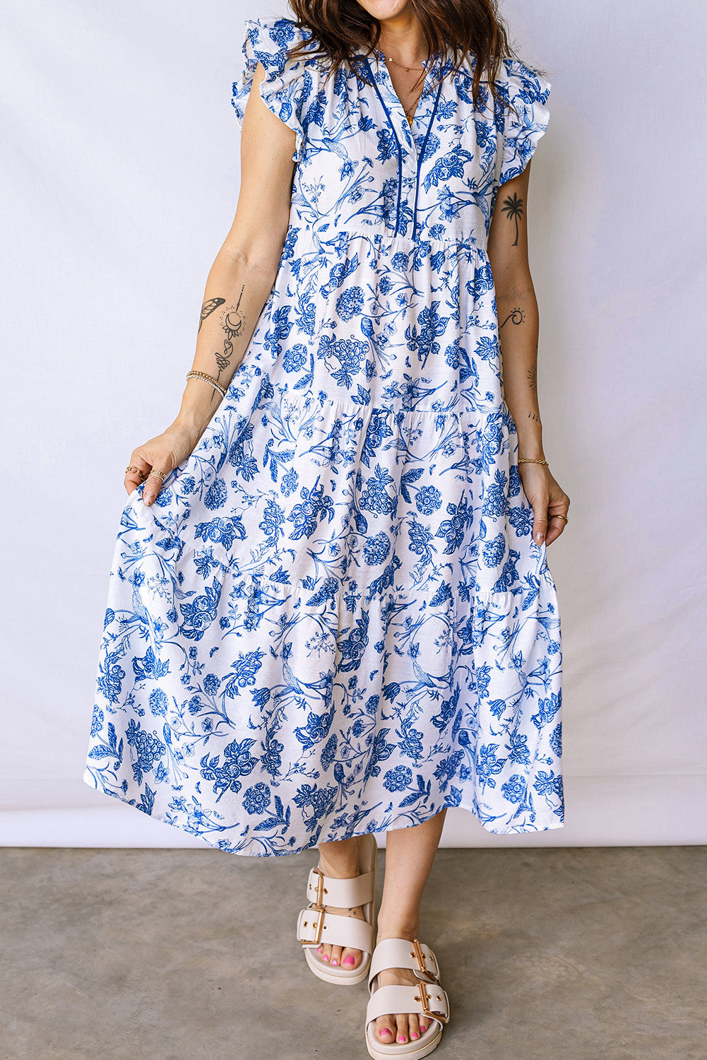 Blue Floral Midi Dress January.