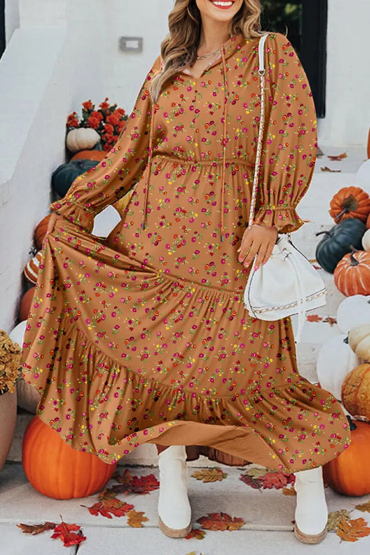 Brown Floral Plus Size Maxi August.