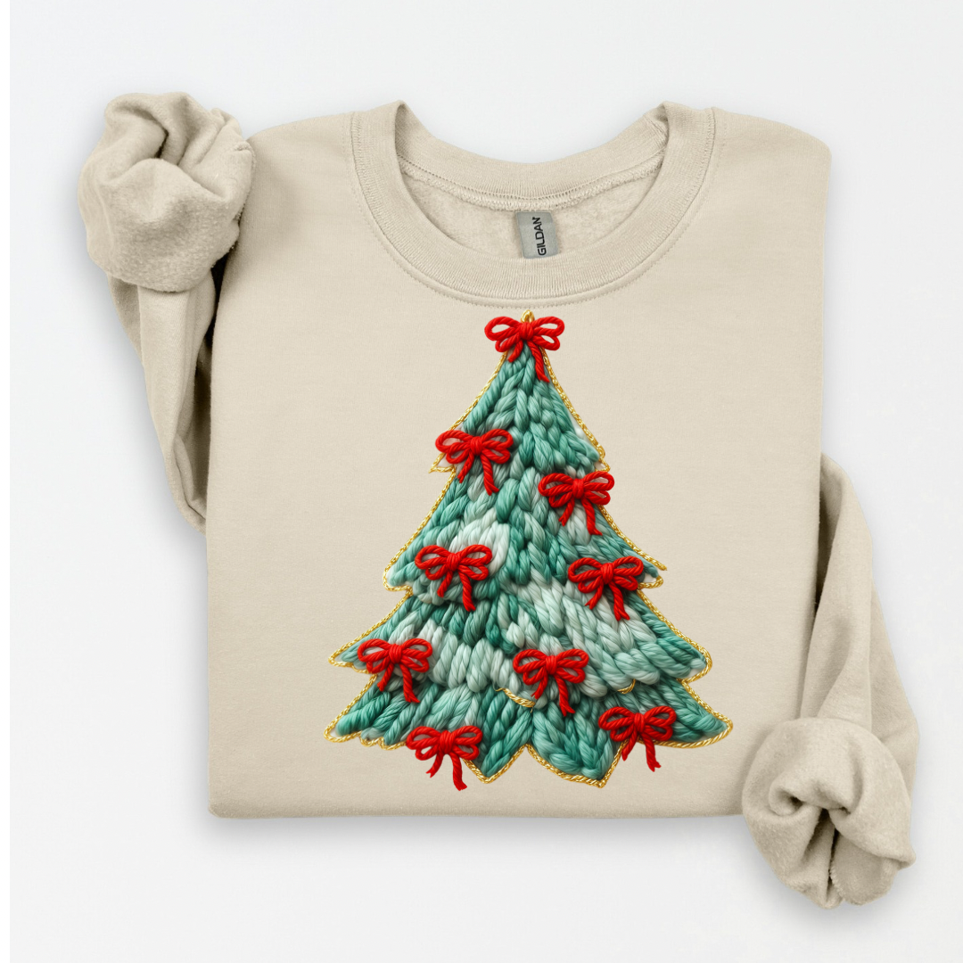 Faux Yarn Tree Sweatshirt.