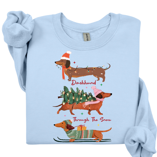 Dachshund--Through The Snow Sweatshirt.