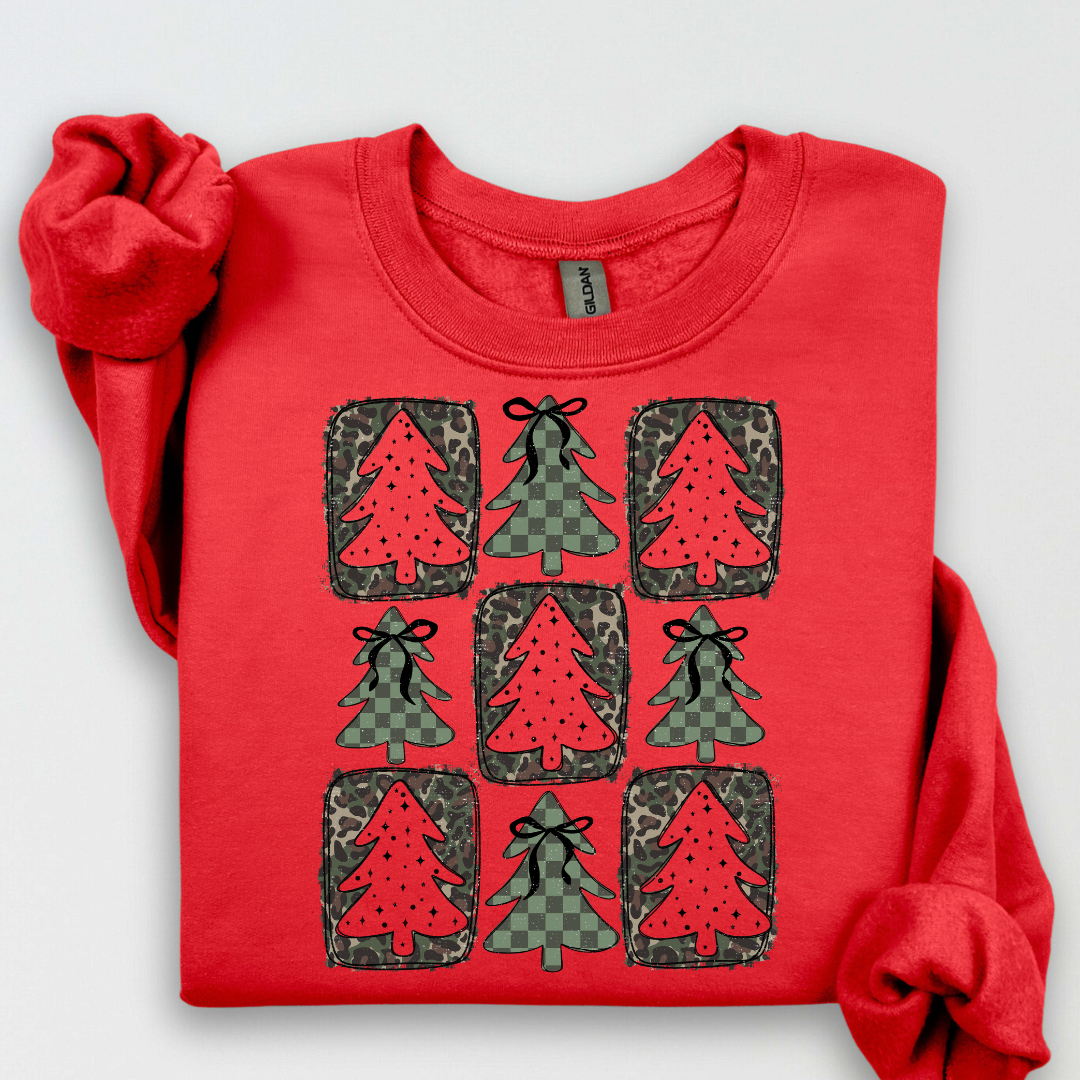 Leopard--Checkered Trees Sweatshirt.