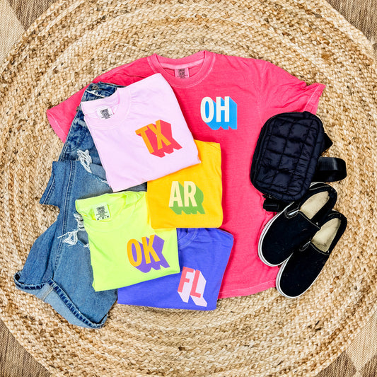 Custom State Abreviation | Graphic Tee | Spring Apparel