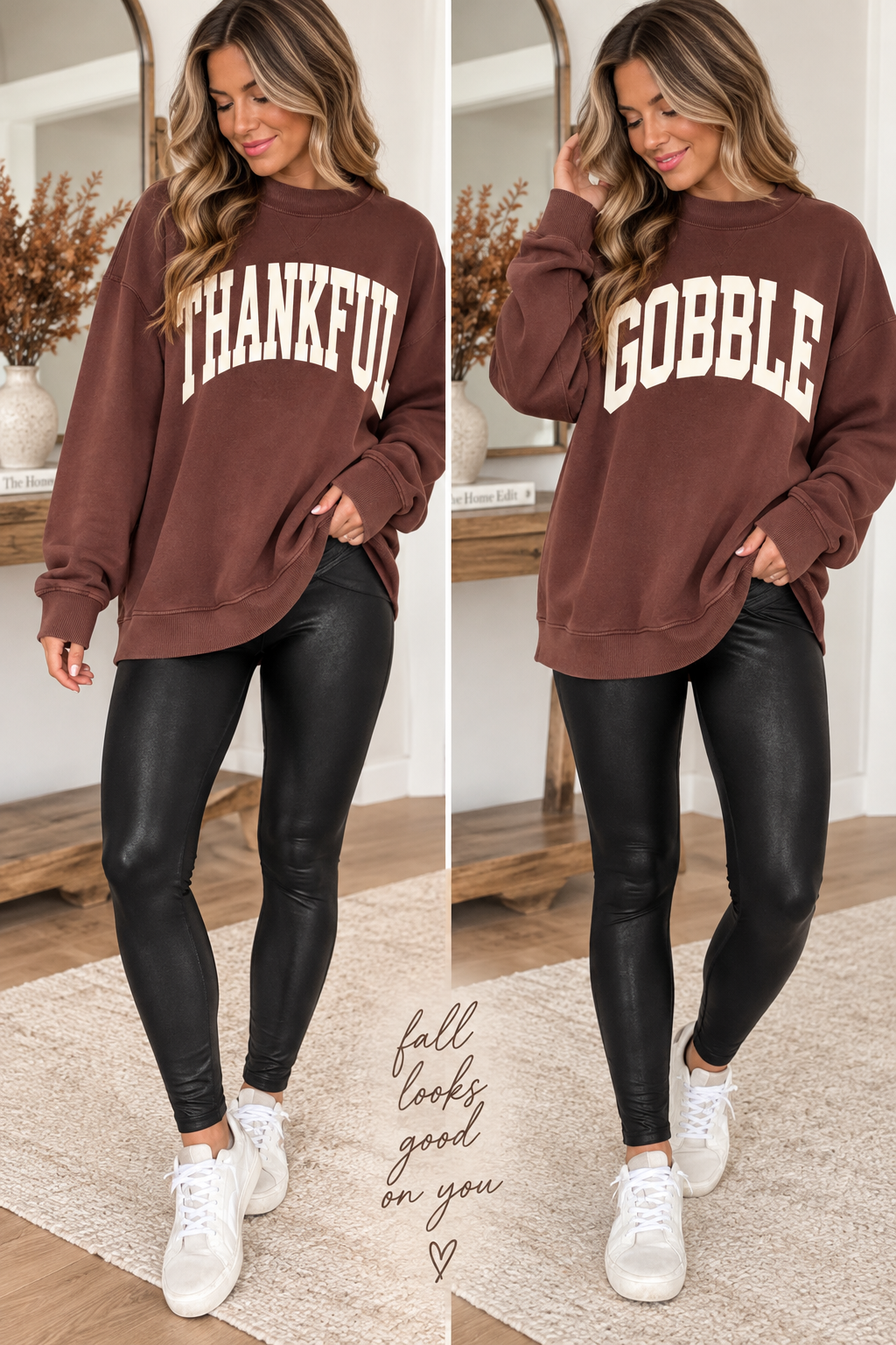Thankful/Gobble Reverse Mock Neck Sweatshirt