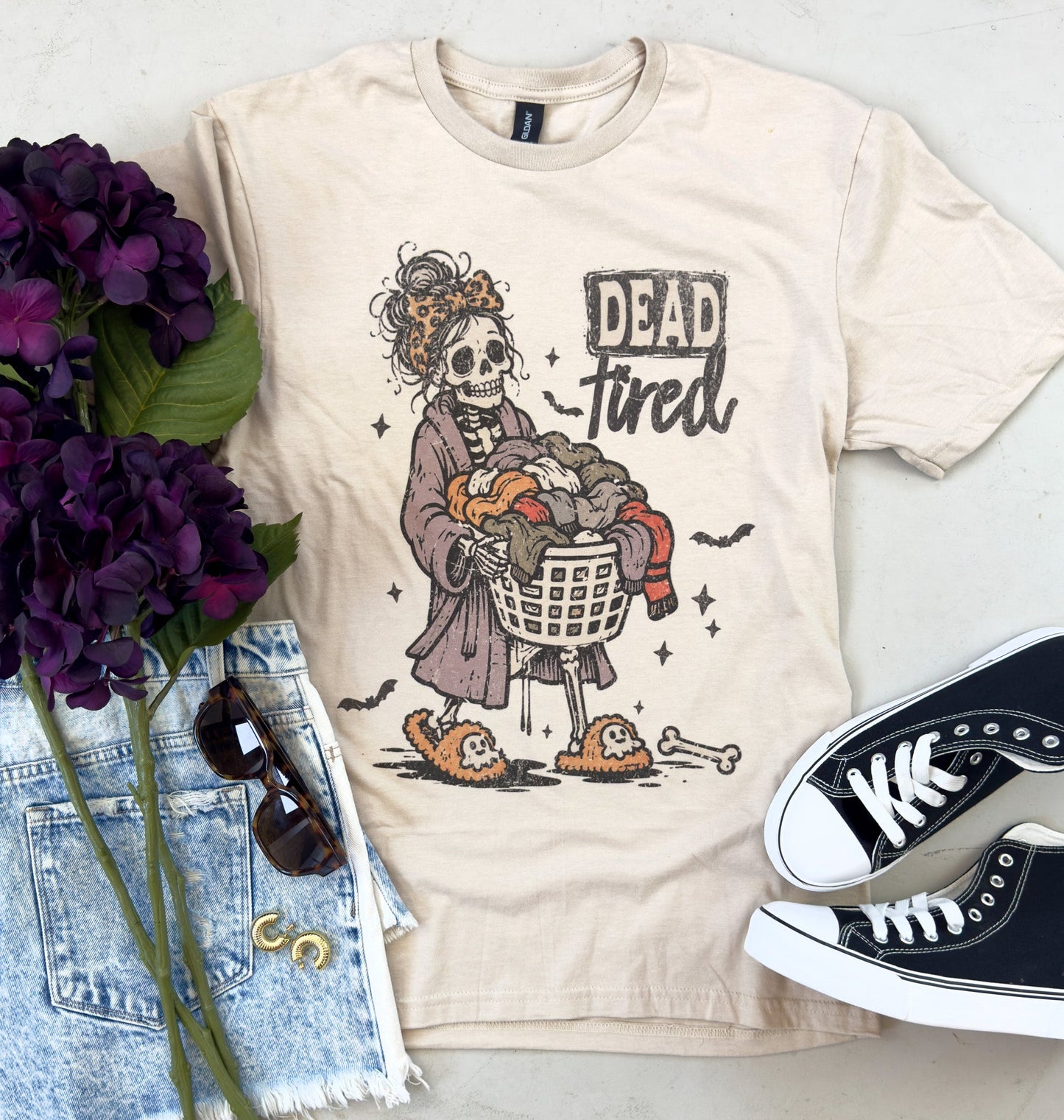 Dead Tired Halloween Skeleton Tee