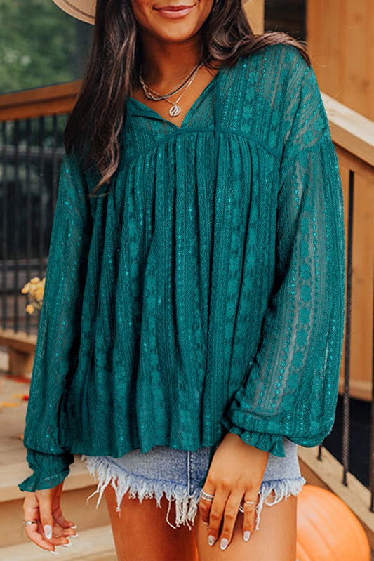 Evergreen Sheer Babydoll Blouse LT