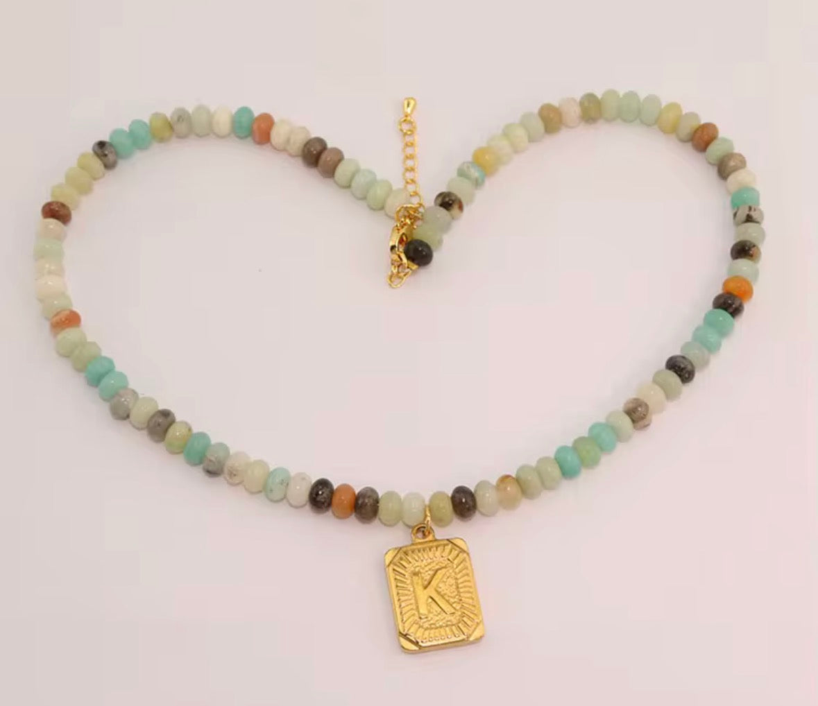Beaded Gold Plated Initial Necklace RTS